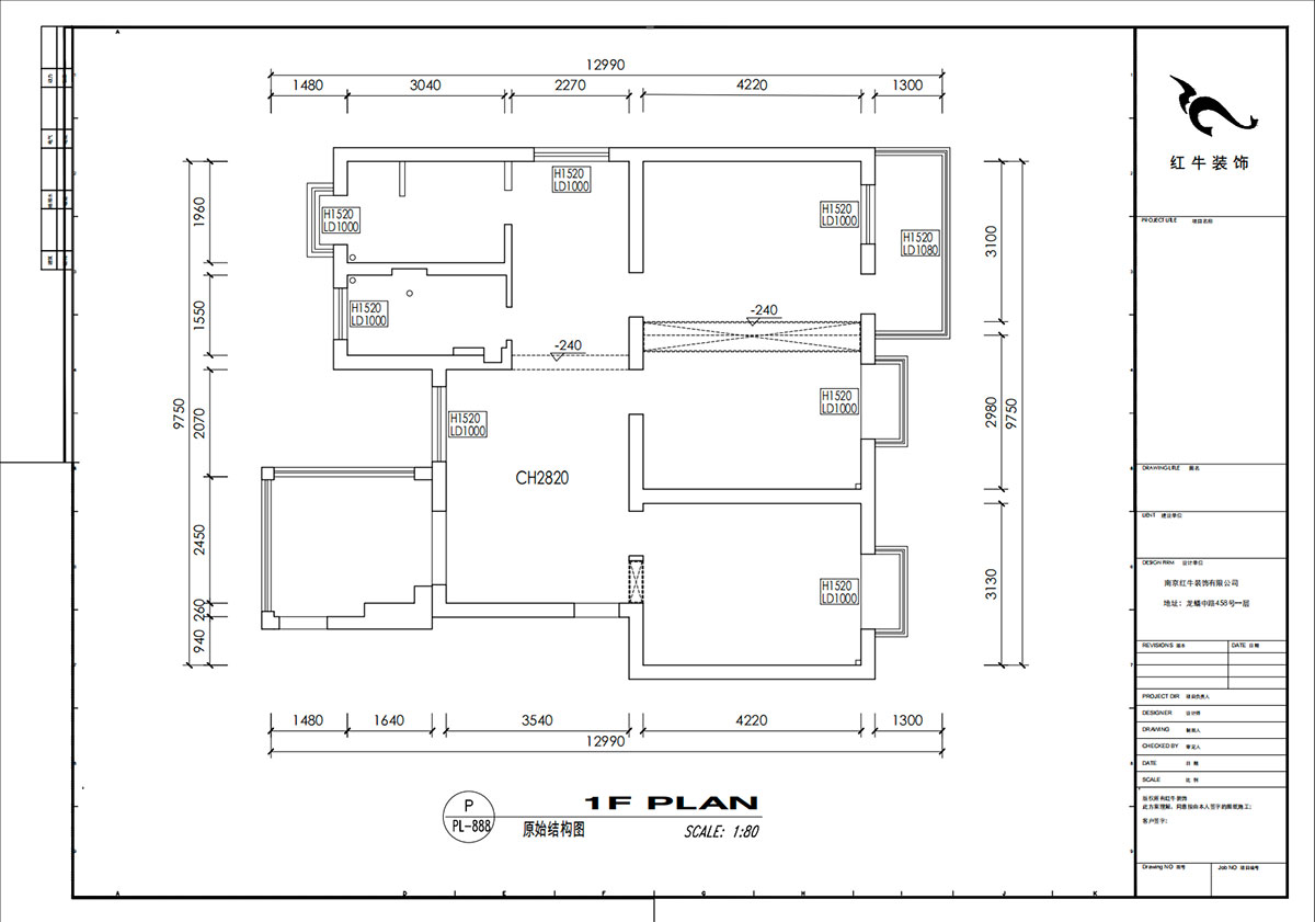 劉小勇｜二十八所62-401-100㎡-現(xiàn)代簡約風格｜3室2廳1衛(wèi)｜老房裝修｜定制家｜全包14萬｜00_01原始結構圖