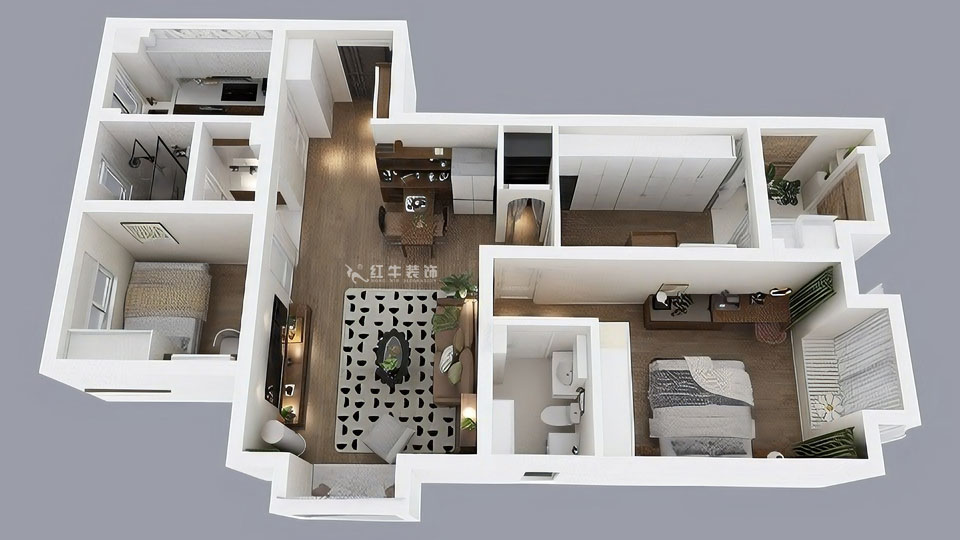 蔣琛｜金域國(guó)際10-2004-105㎡-現(xiàn)代簡(jiǎn)約風(fēng)格｜3室1廳1衛(wèi)｜毛坯裝修｜定制家｜全包12萬(wàn)｜00_04鳥(niǎo)瞰圖