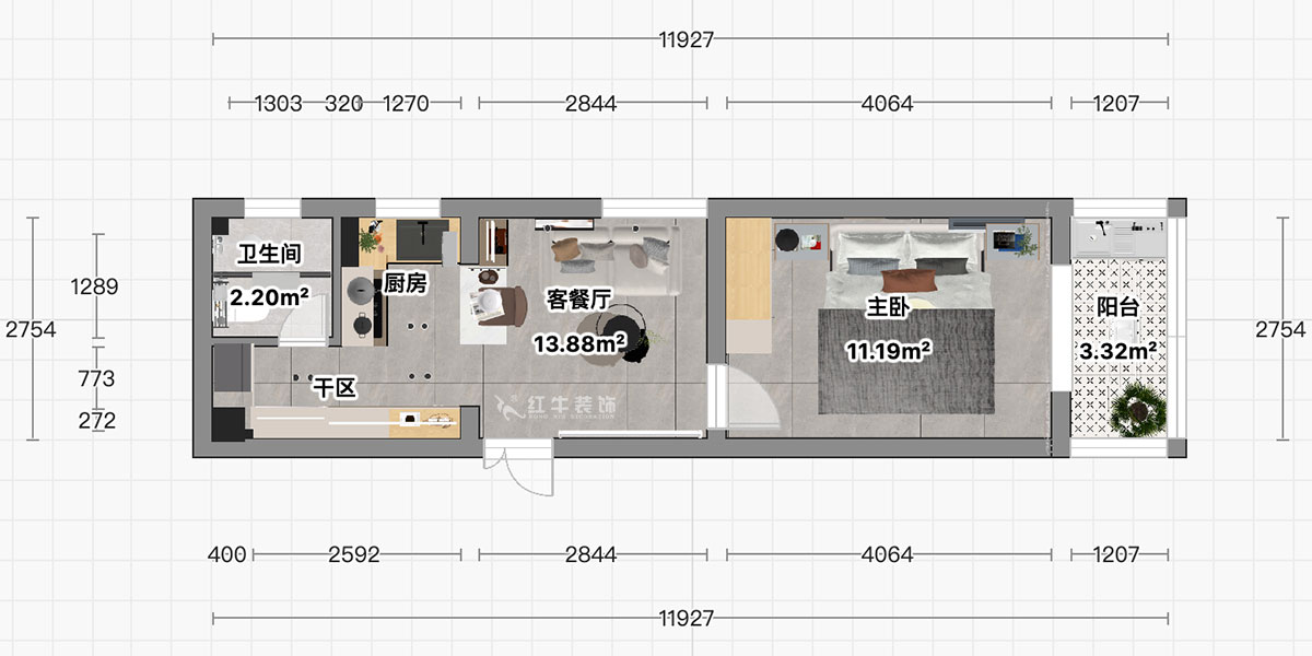 顧娟｜丹鳳新寓2-906-60㎡-現(xiàn)代簡約風(fēng)格｜1室1廳1衛(wèi)｜舊房裝修｜定制家｜全包10