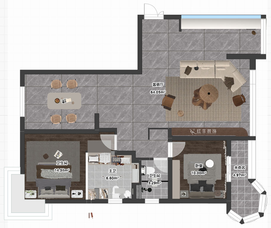 蔣?。蟀睹吩鹿痖w2-1-1401-140㎡-意式極簡(jiǎn)風(fēng)格｜3室2廳2衛(wèi)｜老房裝修｜婚房裝修｜定制家｜全包18萬(wàn)｜00_03平面彩圖