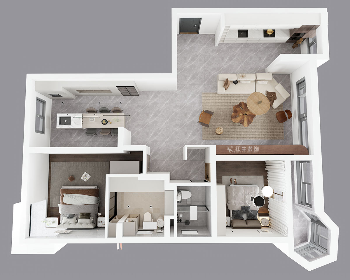 蔣?。蟀睹吩鹿痖w2-1-1401-140㎡-意式極簡(jiǎn)風(fēng)格｜3室2廳2衛(wèi)｜老房裝修｜婚房裝修｜定制家｜全包18萬(wàn)｜00_04鳥(niǎo)瞰圖