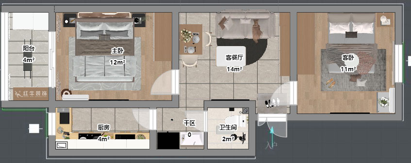 吳波｜康美里1-4-502-60㎡-現(xiàn)代簡約風(fēng)格｜2室2廳1衛(wèi)｜舊房裝修｜定制家｜全包9