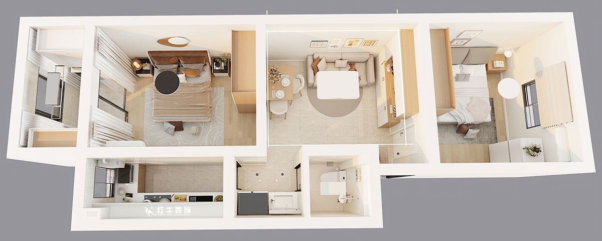 吳波｜康美里1-4-502-60㎡-現(xiàn)代簡約風(fēng)格｜2室2廳1衛(wèi)｜舊房裝修｜定制家｜全包9