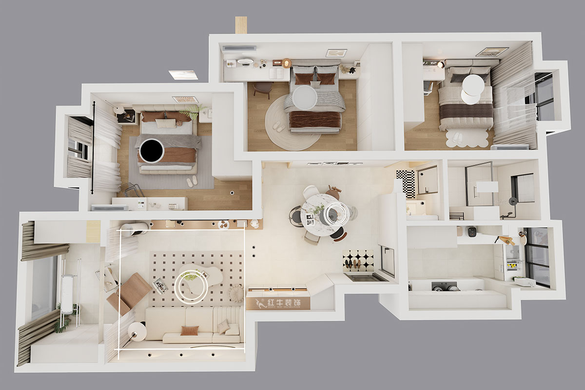劉萍萍｜城開怡家1-2-1004-113㎡-奶油風格｜3室2廳1衛(wèi)｜老房裝修｜婚房裝修｜定制家｜全包14