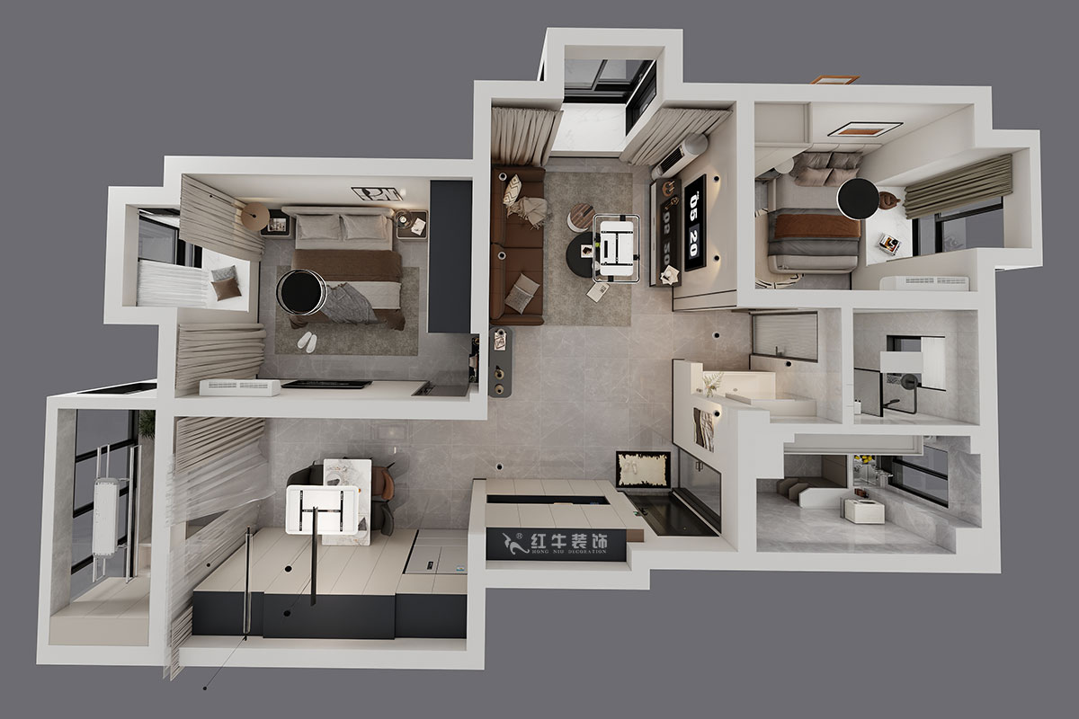 仇美蓉｜新建雅苑9-4-208-80㎡-簡(jiǎn)約風(fēng)格｜3室2廳1衛(wèi)｜老房裝修｜定制家｜全包10萬(wàn)｜00_04鳥(niǎo)瞰圖