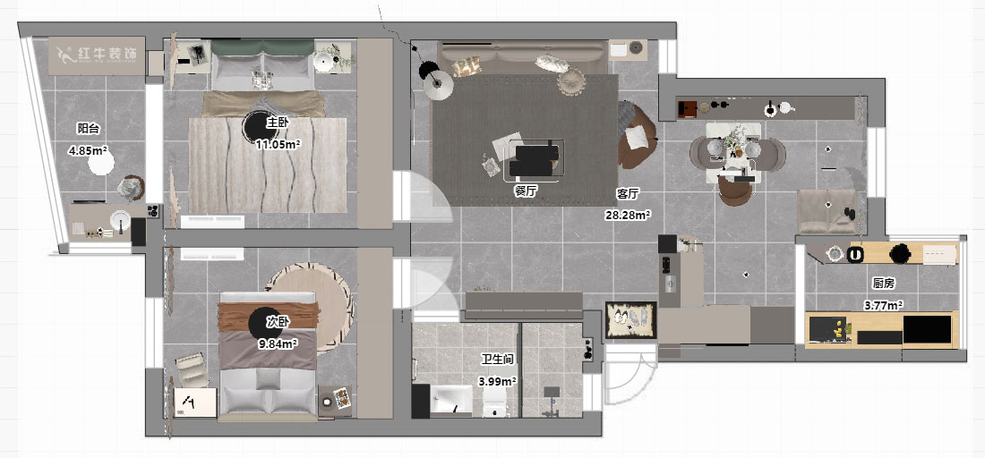 孟憲濤｜龍?bào)椿ㄔ?-502-75㎡-現(xiàn)代簡(jiǎn)約風(fēng)格｜3室1廳1衛(wèi)｜老房裝修｜定制家｜全包11萬(wàn)｜00_03平面彩圖