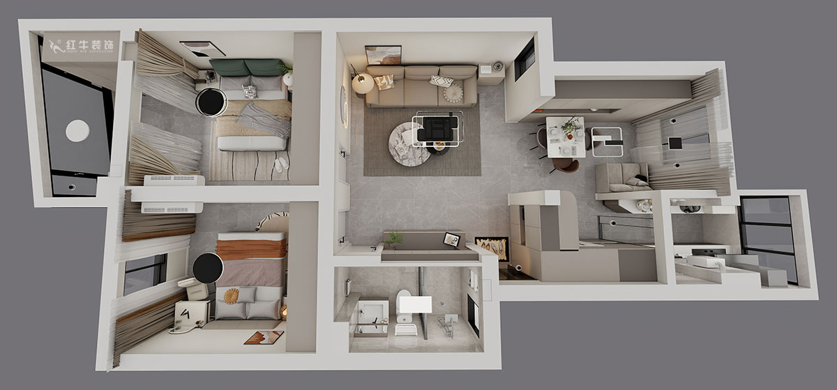 孟憲濤｜龍?bào)椿ㄔ?-502-75㎡-現(xiàn)代簡(jiǎn)約風(fēng)格｜3室1廳1衛(wèi)｜老房裝修｜定制家｜全包11萬(wàn)｜00_04鳥瞰圖