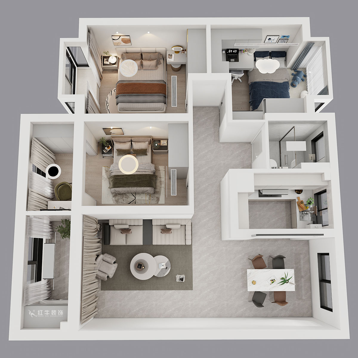 賈庭｜金沙璟園4-2104-100㎡-新中式風格｜3室2廳1廚1衛(wèi)｜毛坯裝修｜定制家｜全包13