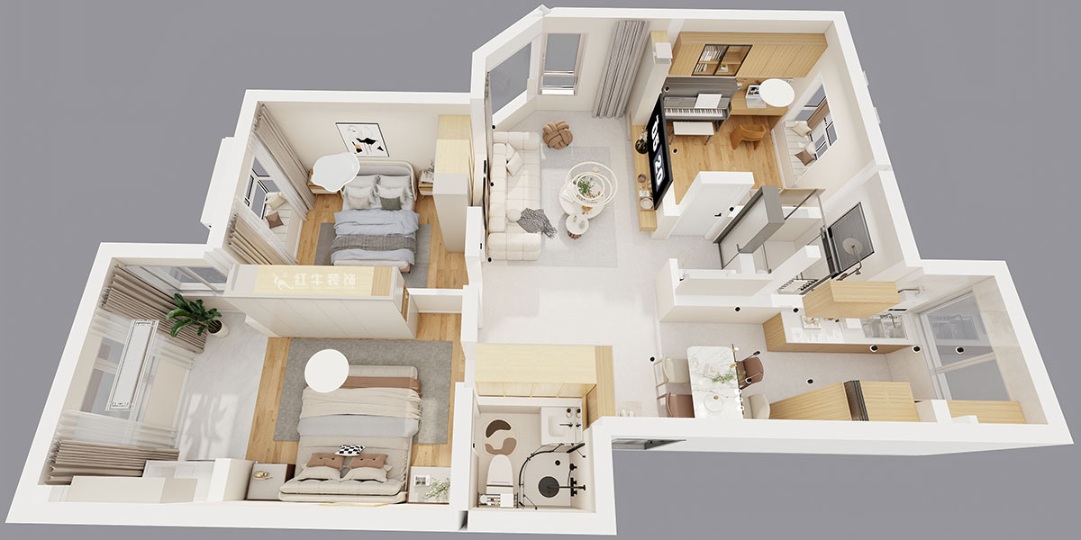 顧娟｜春天家園11-37-402-90㎡-現(xiàn)代簡(jiǎn)約風(fēng)格｜3室2廳2衛(wèi)｜舊房裝修｜定制家｜全包12萬｜00_05鳥瞰圖