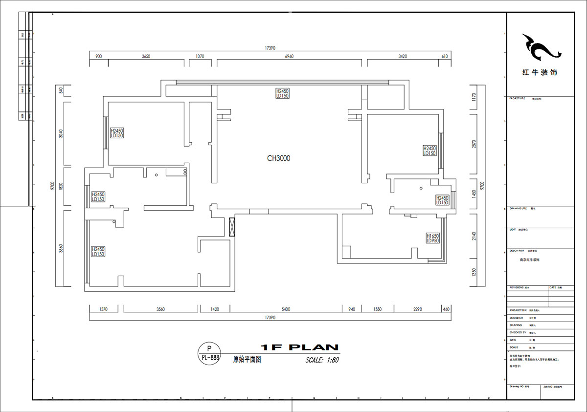 劉小勇｜翠屏誠(chéng)園北區(qū)5-702-138㎡-現(xiàn)代黑白灰風(fēng)格｜3室2廳2衛(wèi)｜老房裝修｜定制家｜全包19萬(wàn)｜00_01原始結(jié)構(gòu)圖