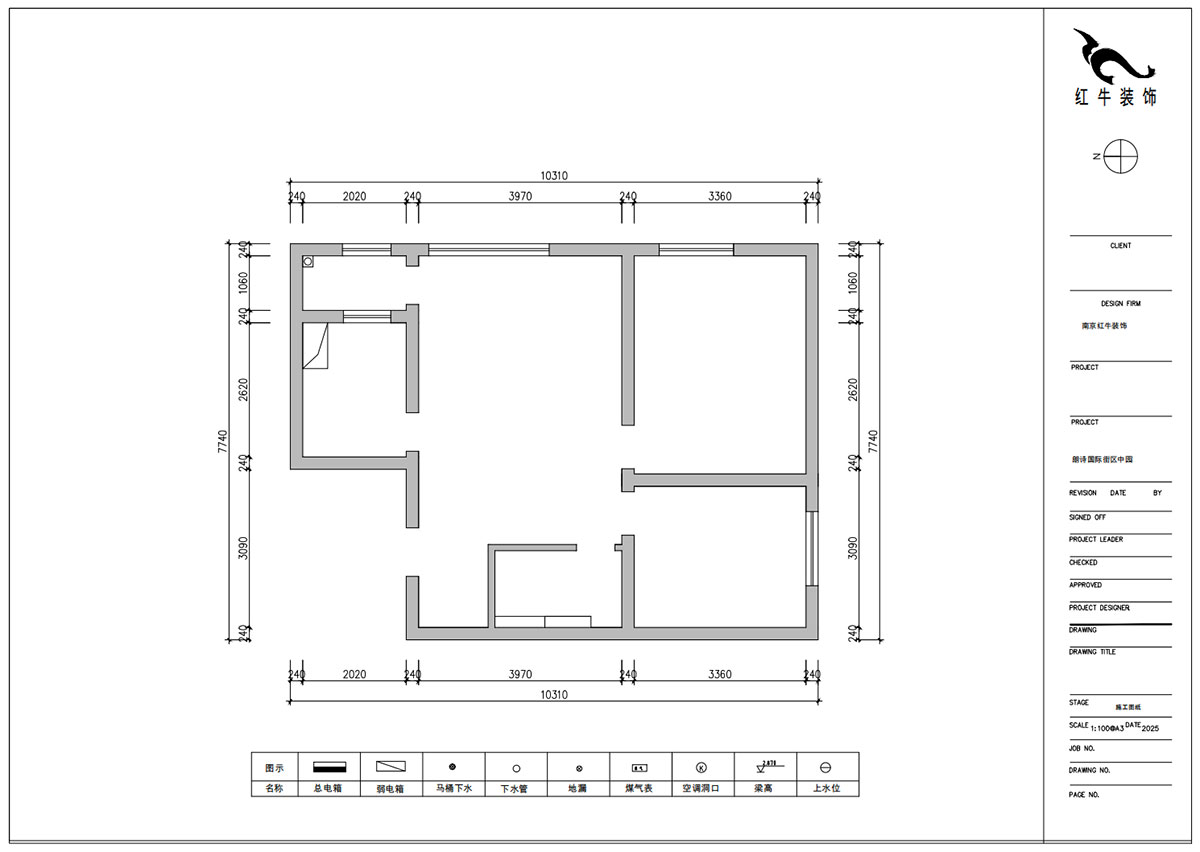 朱明琪｜朗詩(shī)國(guó)際街區(qū)(中園)6-401-100㎡-中古風(fēng)｜2室2廳1衛(wèi)｜老房裝修｜定制家｜全包10萬(wàn)｜00_01原始結(jié)構(gòu)圖