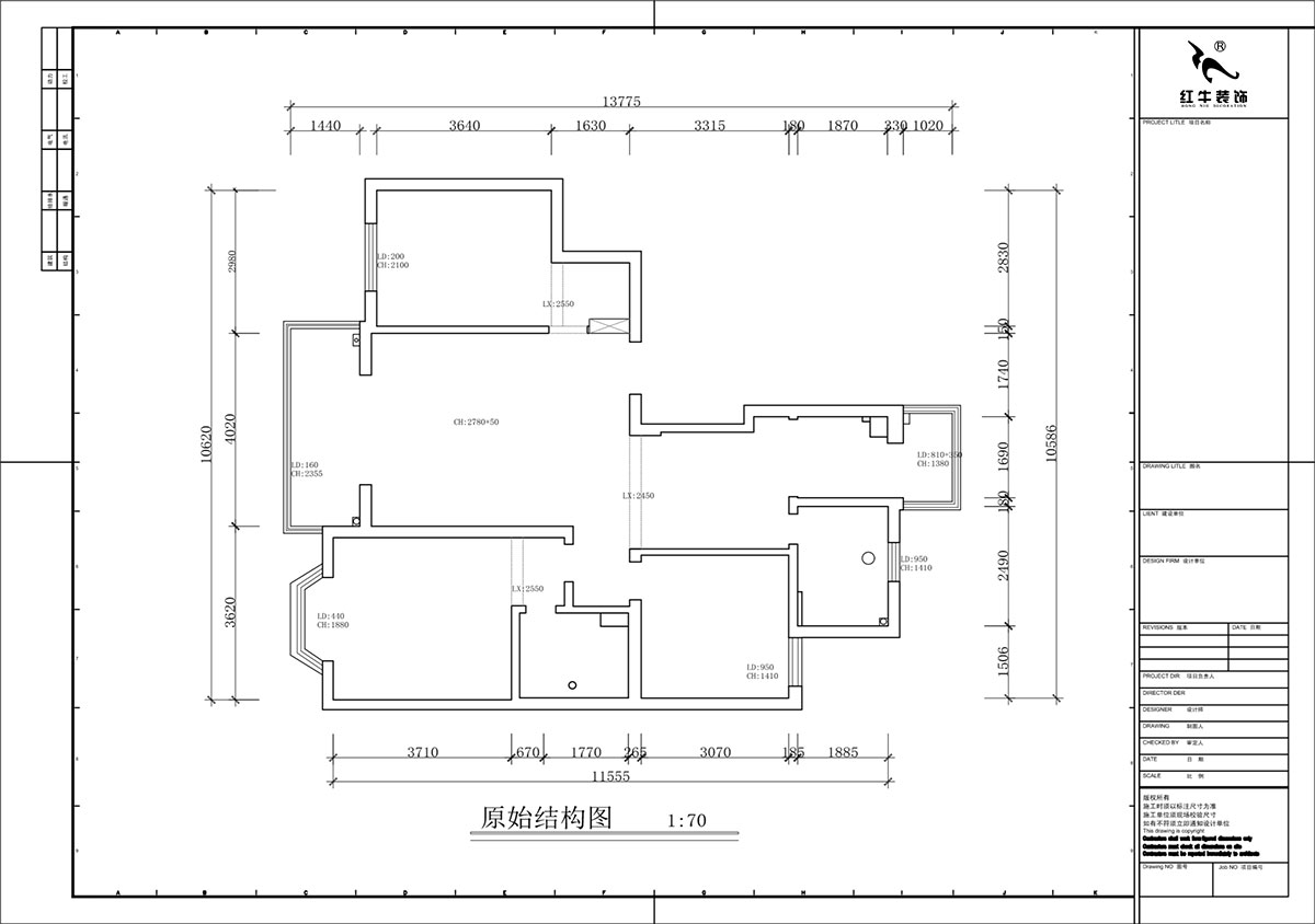 蔣?。汩坷?-2-901-108㎡-現(xiàn)代簡約風格｜3室2廳2衛(wèi)｜老房裝修｜定制家｜全包16萬｜00_01原始結構圖