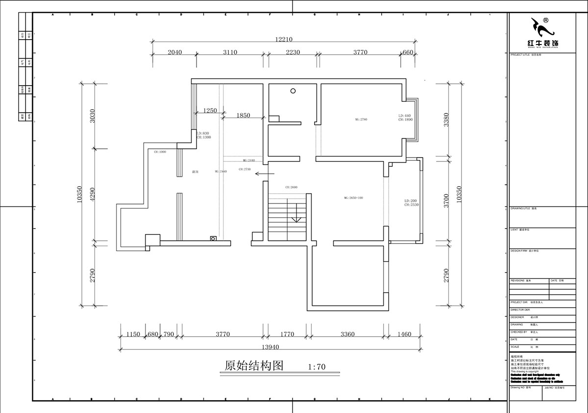 蔣?。汩坷?-3-1101-260㎡-現(xiàn)代簡約風(fēng)格｜4室3廳2衛(wèi)｜老房裝修｜定制家｜全包29萬｜00_02二層原始結(jié)構(gòu)圖