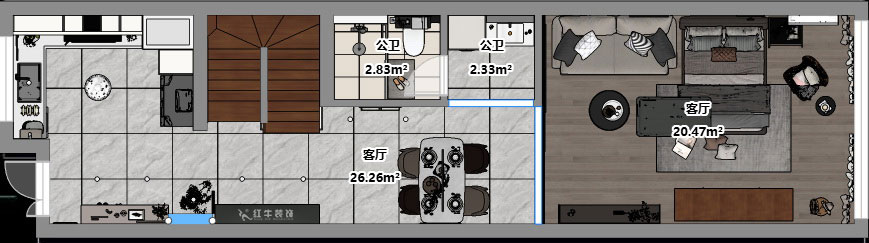 吳波｜錦虹美苑15-802-65㎡-現(xiàn)代風格｜2室1廳1衛(wèi)｜舊房裝修｜定制家｜全包10萬｜00_03平面彩圖