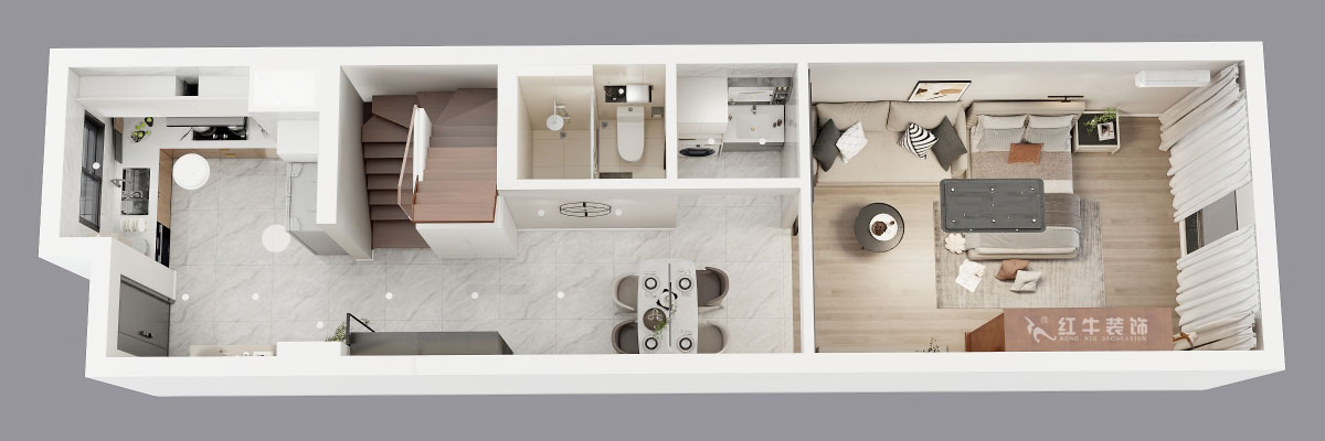 吳波｜錦虹美苑15-802-65㎡-現(xiàn)代風格｜2室1廳1衛(wèi)｜舊房裝修｜定制家｜全包10萬｜00_04鳥瞰圖
