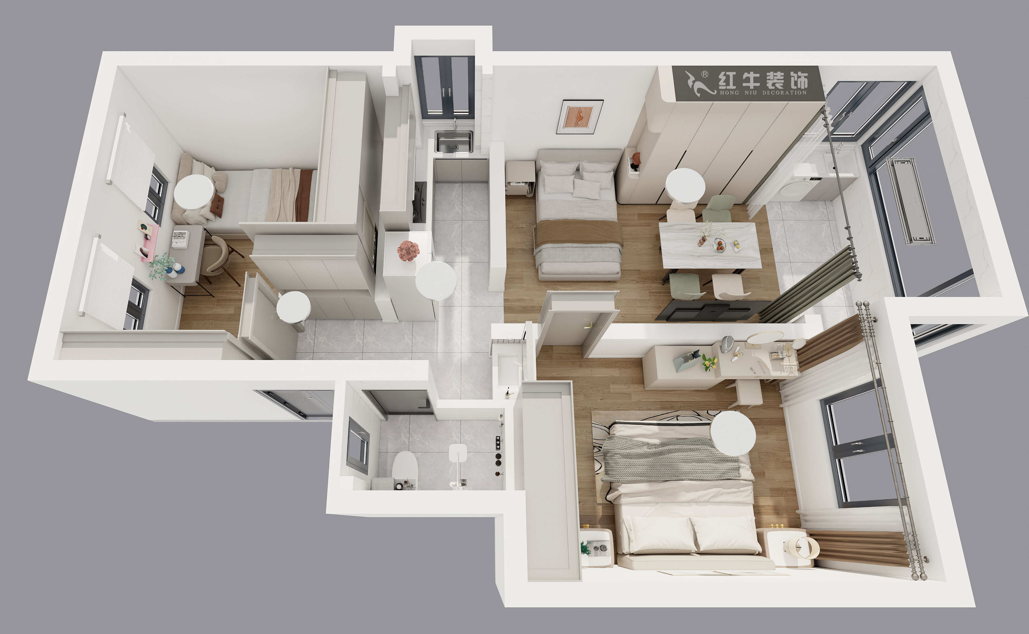 仇美蓉｜太平橋南38號(hào)1-601-67㎡-簡(jiǎn)約風(fēng)格｜2室1廳1衛(wèi)｜老房裝修｜定制家｜全包8萬｜00_04鳥瞰圖