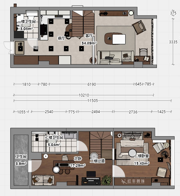朱明琪｜瑞鑫蘭庭綜合樓1708-50㎡復(fù)式-現(xiàn)代簡約風(fēng)格｜loft公寓｜2室2廳2衛(wèi)｜老房裝修｜定制家｜全包12萬｜00_03平面彩圖