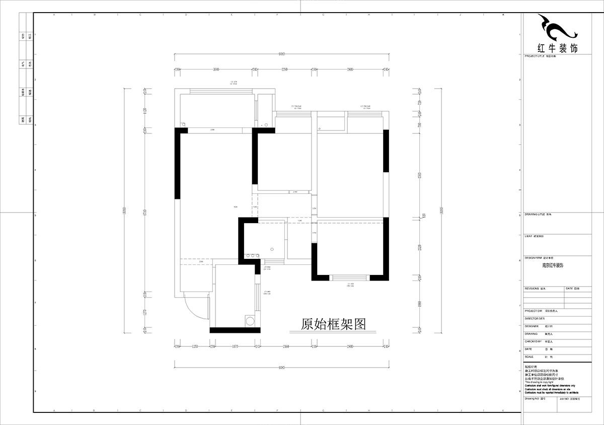 孟憲濤｜江城苑6-2-1704-88㎡-簡(jiǎn)約風(fēng)格｜3室2廳1衛(wèi)｜新房裝修｜定制家｜全包12萬｜00_01原始框架圖