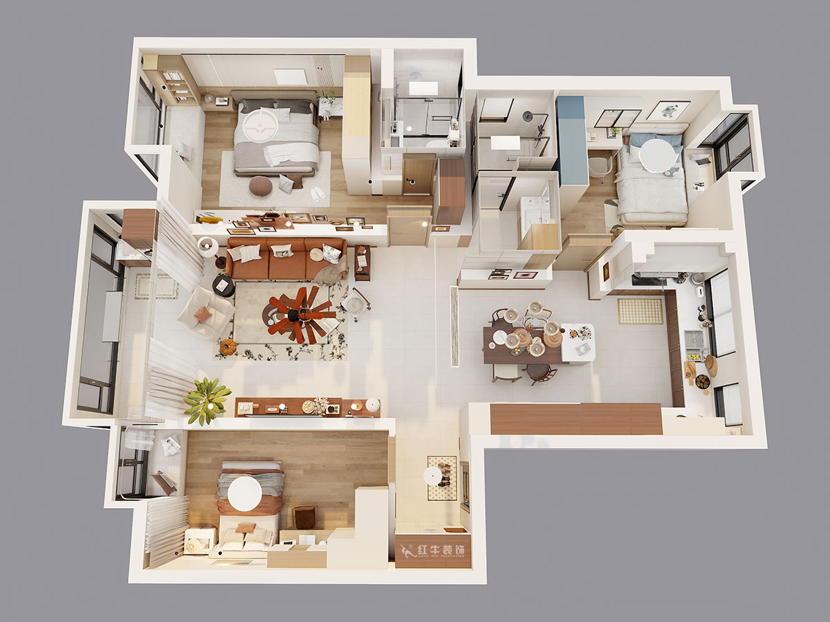 顧娟｜紫金明珠4幢202室-120㎡-現(xiàn)代簡(jiǎn)約風(fēng)格｜3室2廳2衛(wèi)｜舊房裝修｜定制家｜全包17萬(wàn)｜00_05鳥(niǎo)瞰圖