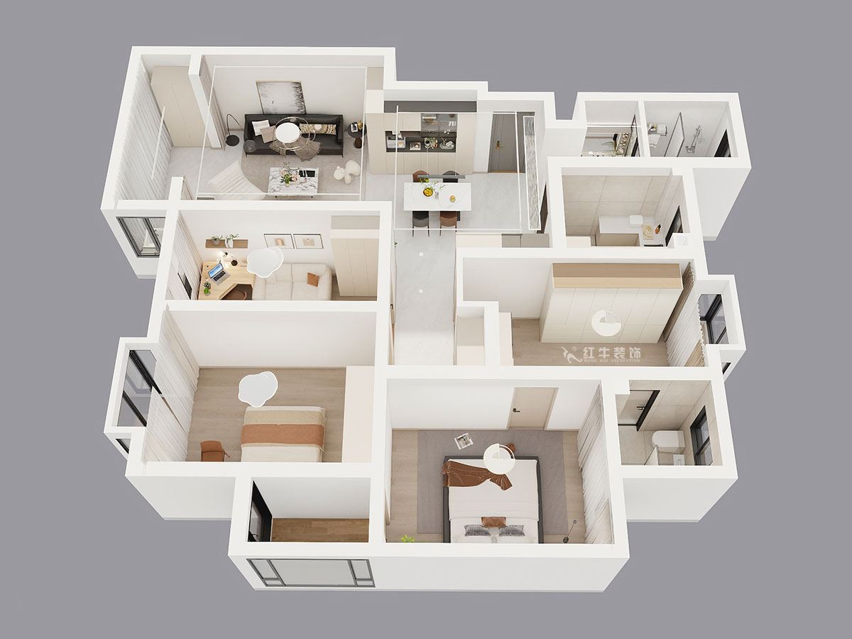 劉曉芳｜九龍盛世園19號(hào)801室-135㎡-現(xiàn)代風(fēng)格｜4室2廳2衛(wèi)｜老房裝修｜定制家｜全包15