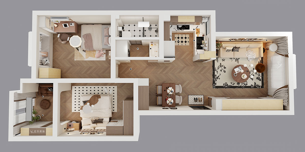 顧娟|東城水岸1棟B單元804室-90㎡-中古風格|2室2廳1衛(wèi)|舊房裝修|定制家|全包12