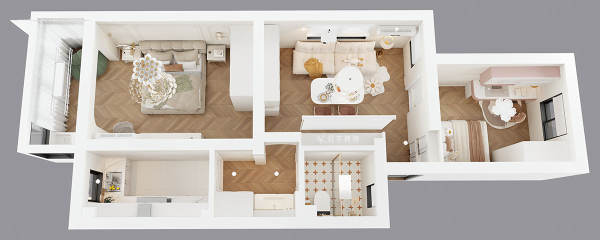 顧娟｜育才公寓32-502-66㎡-法式風(fēng)格｜2室1廳1衛(wèi)｜舊房裝修｜定制家｜全包11