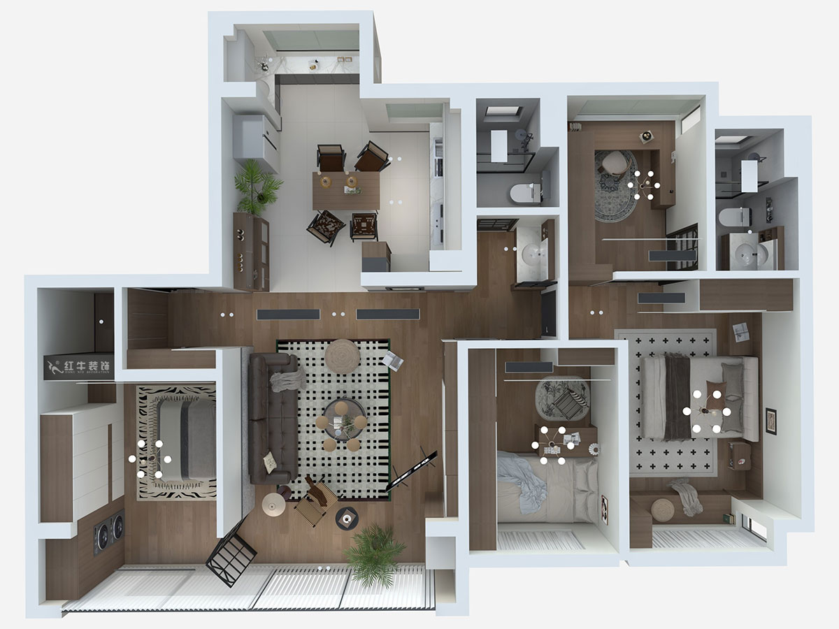 劉萍萍|銘著風華6-701-136㎡-中古風|4室2廳2衛(wèi)|新房裝修|定制家|全包20