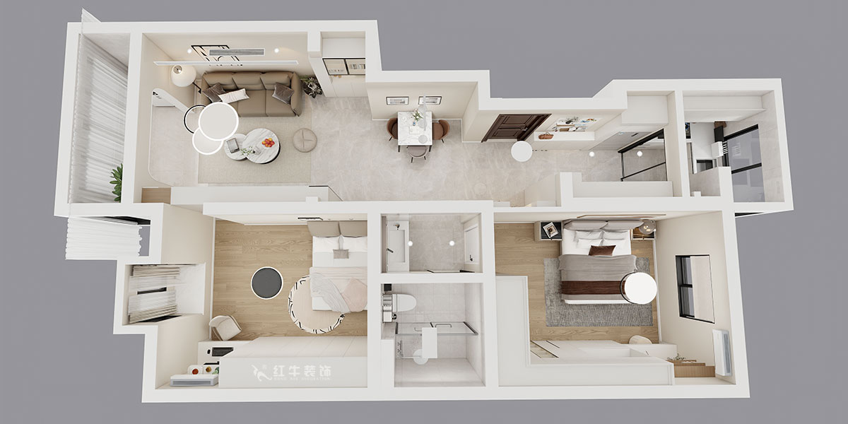 朱彥｜怡水嘉園3幢11號101室-100㎡-現(xiàn)代簡約風(fēng)格｜2室2廳1衛(wèi)｜老房改造｜定制家｜全包12萬｜00_04鳥瞰圖