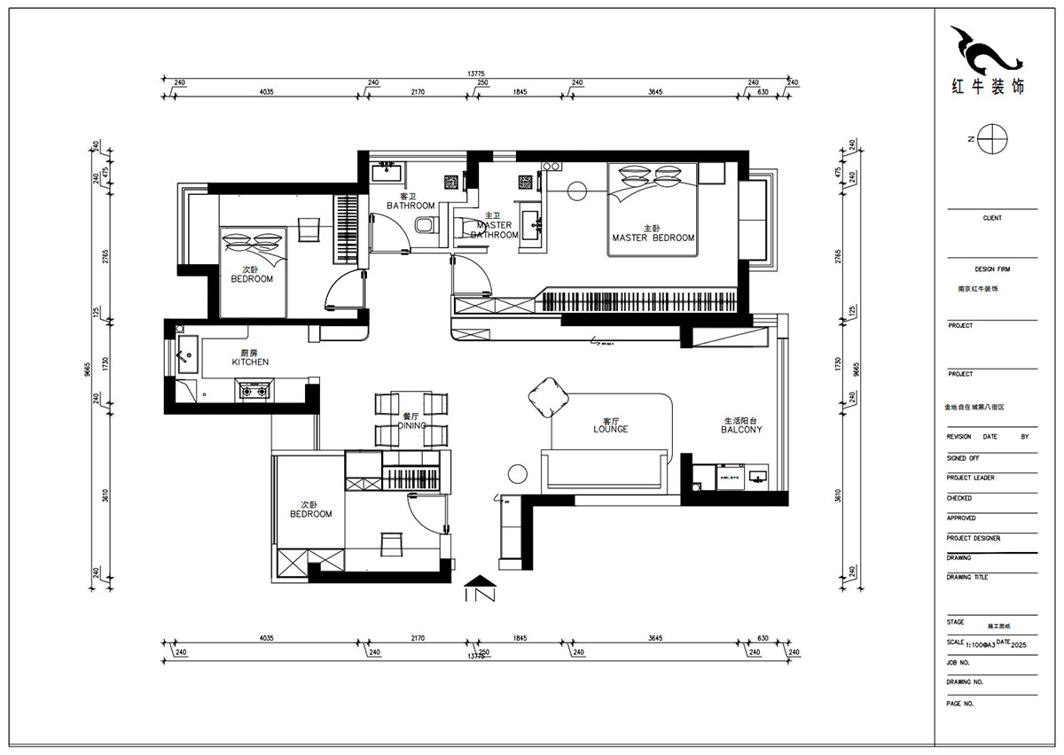 朱明琪｜金地自在城8街區(qū)5-1-501-111㎡-中古風(fēng)｜3室1廳2衛(wèi)｜老房裝修｜定制家｜全包15萬｜00_02平面布置圖