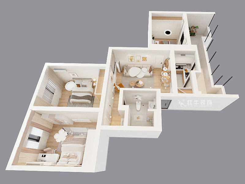 吳波｜清江花苑-清風(fēng)園7-4-601-94㎡-現(xiàn)代簡約風(fēng)格｜3室1廳1衛(wèi)｜舊房裝修｜定制家｜全包12萬｜00_04鳥瞰圖