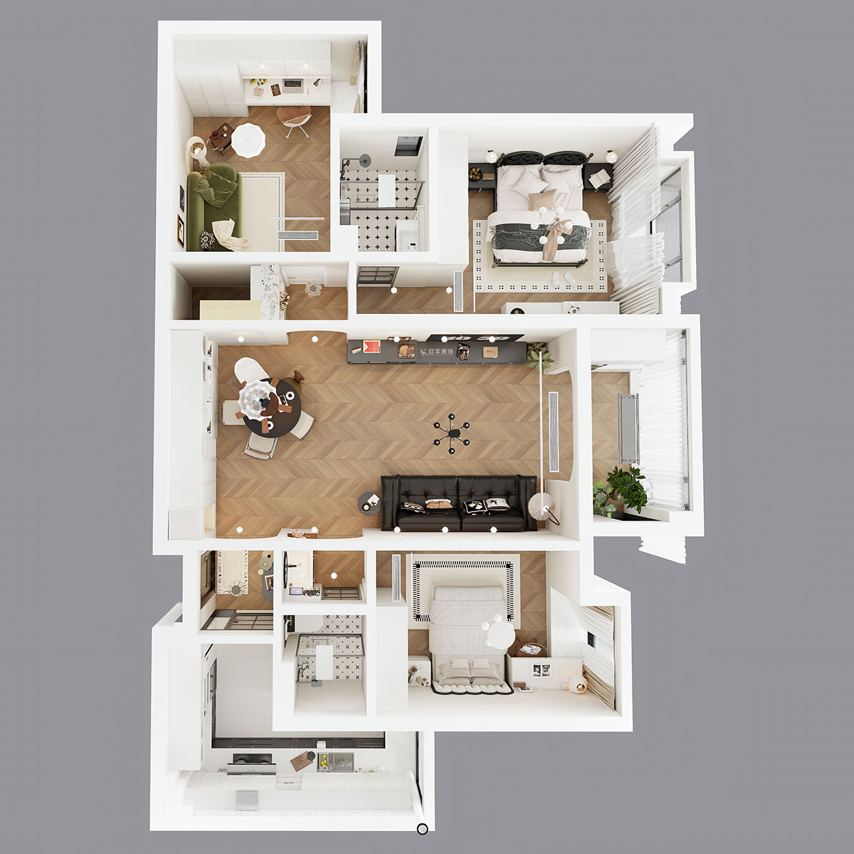 魏明花｜匯錦國(guó)際6-1-1402-125㎡-法式復(fù)古風(fēng)格｜3室2廳2衛(wèi)｜二手房裝修｜定制家｜全包16