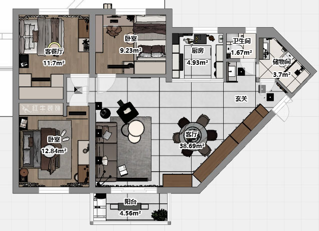 劉小勇｜五臺(tái)花園11-1706-124㎡-現(xiàn)代簡(jiǎn)約風(fēng)格｜3室2廳2衛(wèi)｜老房裝修｜定制家｜全包16