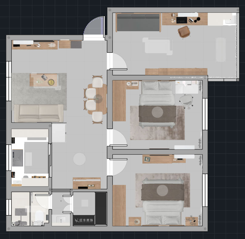 郭志成｜南空光華小區(qū)14-402-86㎡-現代原木風格｜3室1廳1廚1衛(wèi)｜毛坯裝修｜定制家｜全包9
