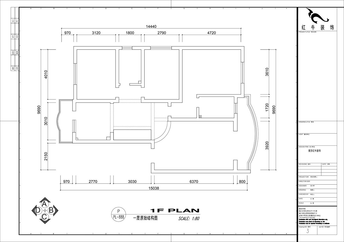 仇美蓉｜梅花山莊36-3-605-132㎡-簡約風(fēng)格｜3室2廳2衛(wèi)｜老房裝修｜定制家｜全包18萬｜00_01一層原始框架圖