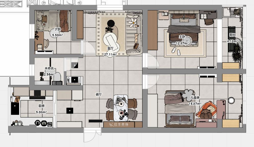 劉曉芳｜大楊村25號205室-87㎡-原木奶油風(fēng)｜3室2廳1衛(wèi)｜老房裝修｜定制家｜全包10