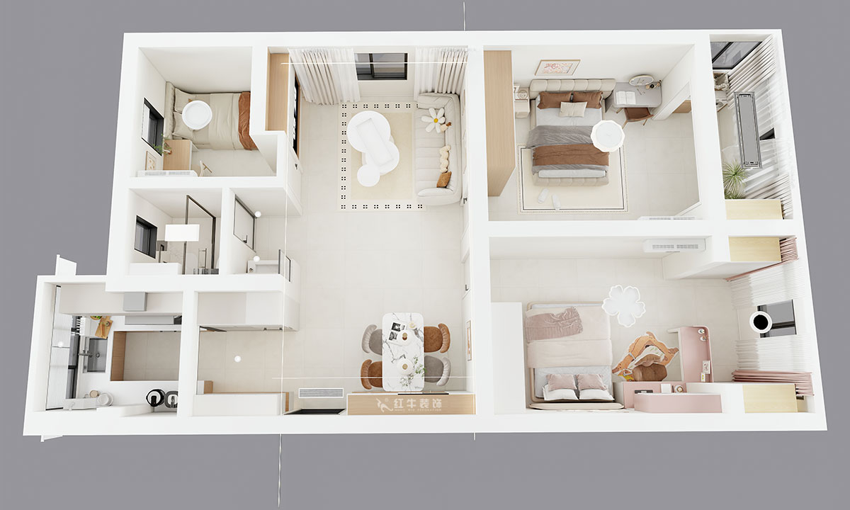 劉曉芳｜大楊村25號205室-87㎡-原木奶油風(fēng)｜3室2廳1衛(wèi)｜老房裝修｜定制家｜全包10