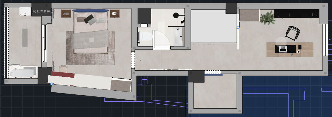 蔣?。ヌ陨郴ǔ?-1705-105㎡-現(xiàn)代簡約風(fēng)格｜2室2廳1衛(wèi)｜老房裝修｜定制家｜全包15萬｜00_06二層平面彩圖