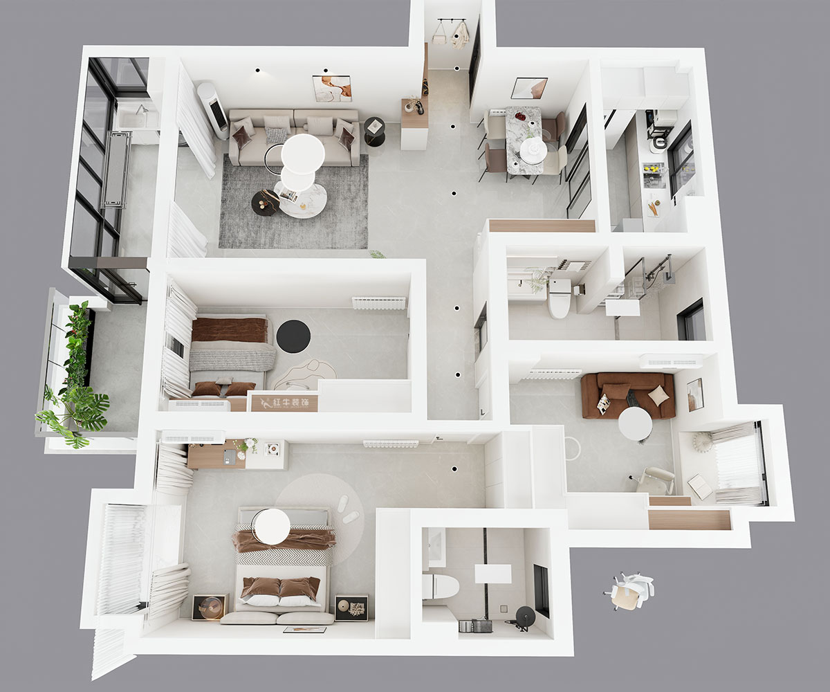 蔣?。厦髦?-1-401-115㎡-現(xiàn)代簡(jiǎn)約風(fēng)格｜3室2廳2衛(wèi)｜老房裝修｜定制家｜全包13萬(wàn)｜00_04鳥(niǎo)瞰圖