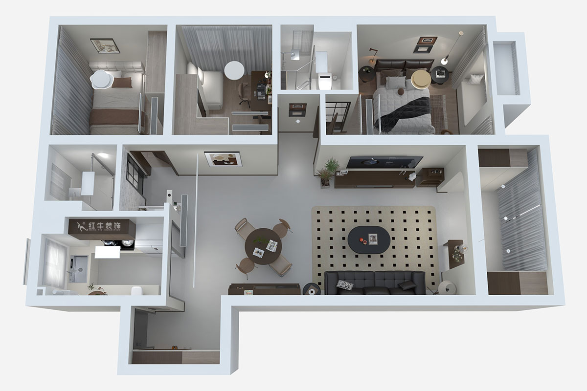 熊皓宇｜金浦御龍灣-110㎡-中古風(fēng)｜3室2廳2衛(wèi)｜老房裝修｜定制家｜全包13