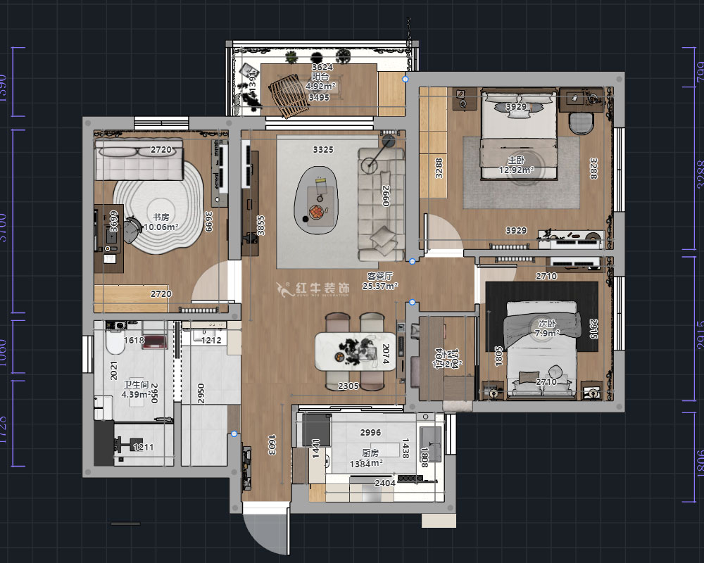 熊皓宇｜陽光廣場(chǎng)小區(qū)1-803-100㎡-原木風(fēng)｜3室2廳1廚1衛(wèi)1陽臺(tái)｜老房裝修｜定制家｜全包14