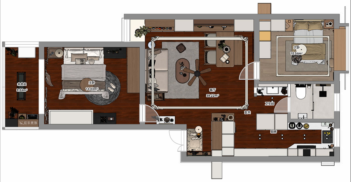 朱明琪｜一品嘉園1-29-505-84㎡-中古風(fēng)｜2室1廳1衛(wèi)｜老房裝修｜定制家｜全包13